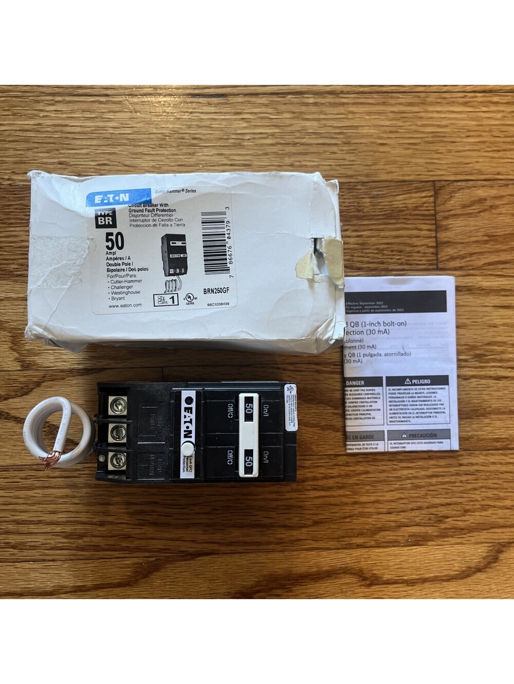 EATON BRN250GF 50 AMP DOUBLE POLE GROUND FAULT BREAKER BRAND NEW IN BOX